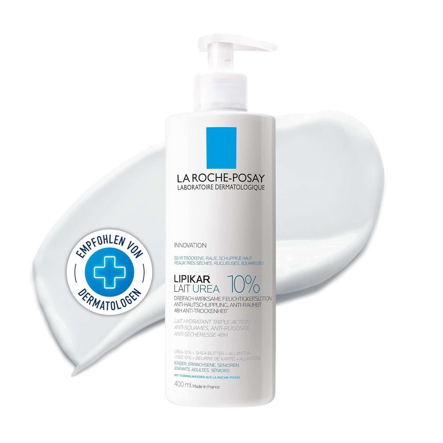 La Roche-Posay Lipikar Urea 10% Roughness Smoothing Lotion, Body Lotion For Dry Skin With 10% Urea + Shea Butter +