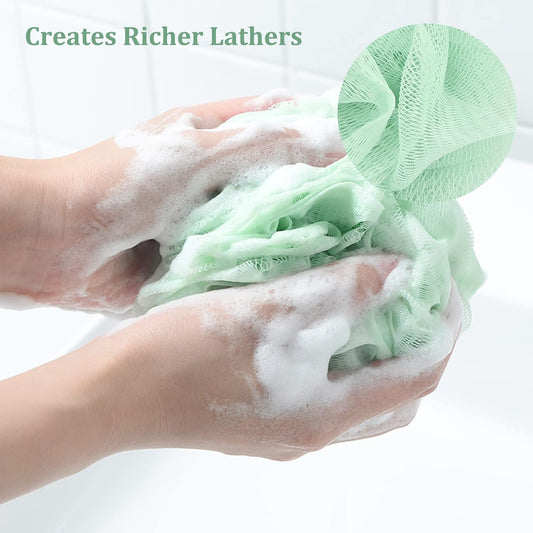 Fu Store Loofah Sponge 60g Shower Loofahs 4 Colors Bath Sponges Mesh Balls for Body Scrubber Exfoliator Wash Back Scrubber Bathroom Men Women - 4