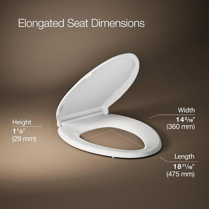 KOHLER 4636-RL-0 Cachet ReadyLatch Elongated Toilet Seat Slow Close, Soft Close Toilet Seat Quiet
