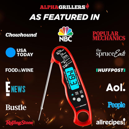 Alpha Grillers Meat Thermometer Digital Instant Read Food Thermometer for Cooking & Grilling Professional Kitchen Gifts for Men, Dad & Mom