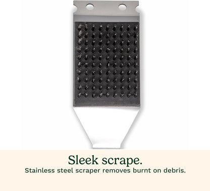 Cuisinart Stainless Steel 16.5" Long Handle Grill Cleaner Brush and Scraper for BBQ, Griddle, Grills, Cookout
