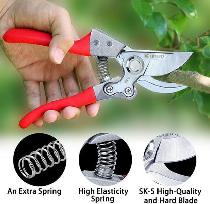 Kynup 8.6" Pruning Shears for Gardening, Garden Shears, Clippers, Garden Scissors, Pruners for Gardening, Heavy Duty Gardening
