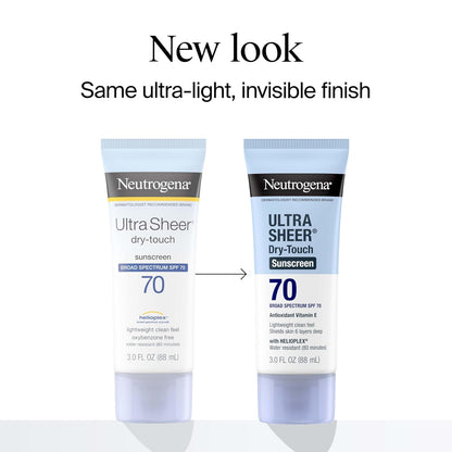 Neutrogena Ultra Sheer Dry-Touch Sunscreen Lotion SPF 70, Broad Spectrum, Water Resistant 80 Min, Oil-Free, Oxybenzone-Free