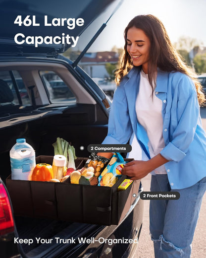HOTOR Trunk Organizer - Car Organizer, Foldable Trunk organizer for SUVs & Sedans, Sturdy Car Organization for Car Accessories, Tools