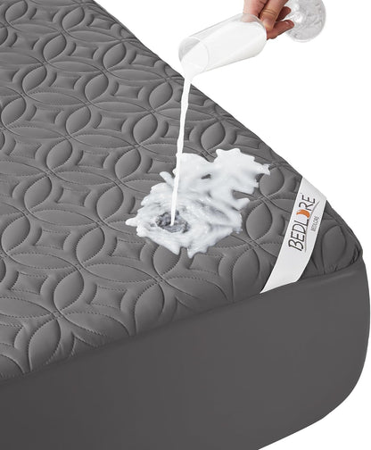 BEDLORE Waterproof Mattress Protector, Queen Size Mattress Pad Noiseless with Deep Pocket 6"-18"