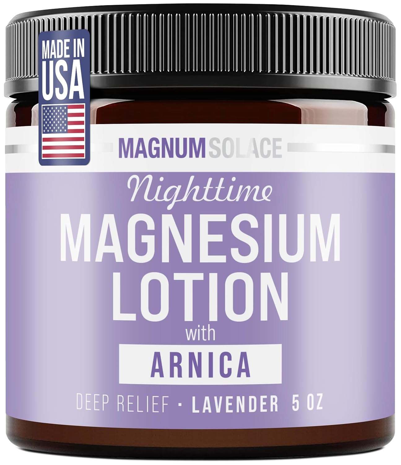 Magnum Solace Nighttime Magnesium Lotion with Arnica Highly Concentrated Magnesium for Muscles & Joints Apply to Legs or Feet Before Bed Skin-Friendly