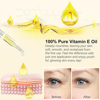 flasture Vitamin E Oil 75,000 IU 100% Pure Natural Vitamin E for Skin, Face, Hair, Scars Deep Moisturizing Body Oil for Dry