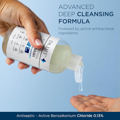 DR. LIFT Antibacterial Body Wash, Refreshing Scent, Hydrating Shower or Bath Cleanser With Citric Acid, Spirulina, and