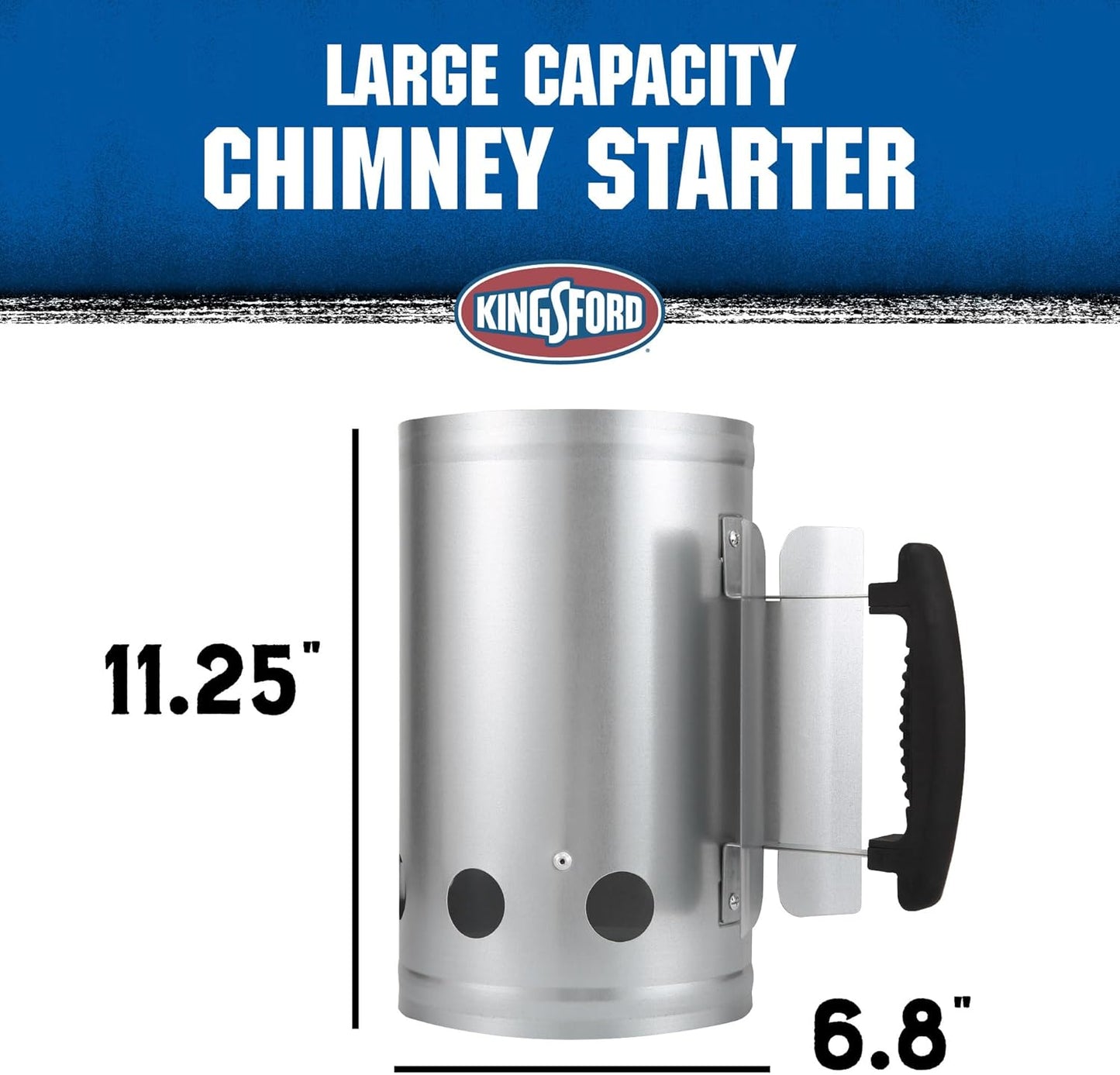 Heavy Duty Deluxe Charcoal Chimney Starter, Large Capacity Zinc Steel BBQ Fire Starter with Heat Shield and Stay-Cool
