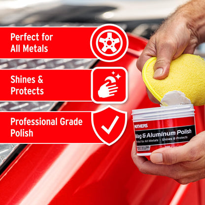 Mothers Mag & Aluminum Polish, 10 oz. Brilliant Shine, Easy to Use, for All Uncoated & Unplated Metals Including Aluminum
