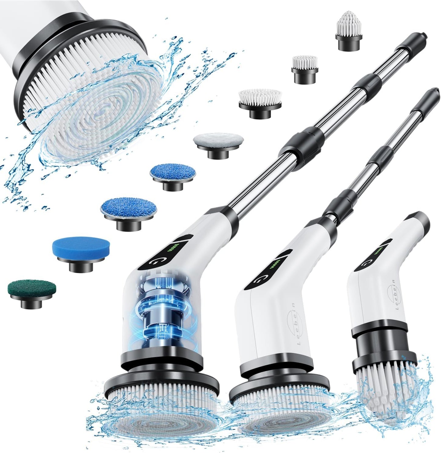 Leebein Electric Spin Scrubber, Cordless Cleaning Brush with 8 Replaceable Brush