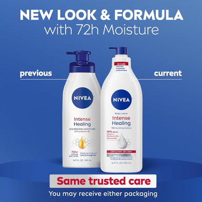 NIVEA Intense Healing Body Lotion for Very Dry, Itchy Skin with Glycerin, Provitamin B5 and Niacinamide, 72-Hour Body