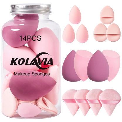 14PCS Makeup Sponge Set, Beauty Blender Sponge for Foundation Blending with 3PCS Mini Makeup Sponges & 4PCS Triangle Powder