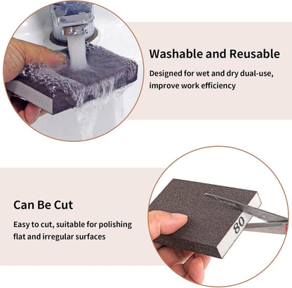 8 Pack Sanding Sponge, Sanding Blocks 60/80/120/220 Grit Assortment, Sand Paper for Wood Furniture, Sander