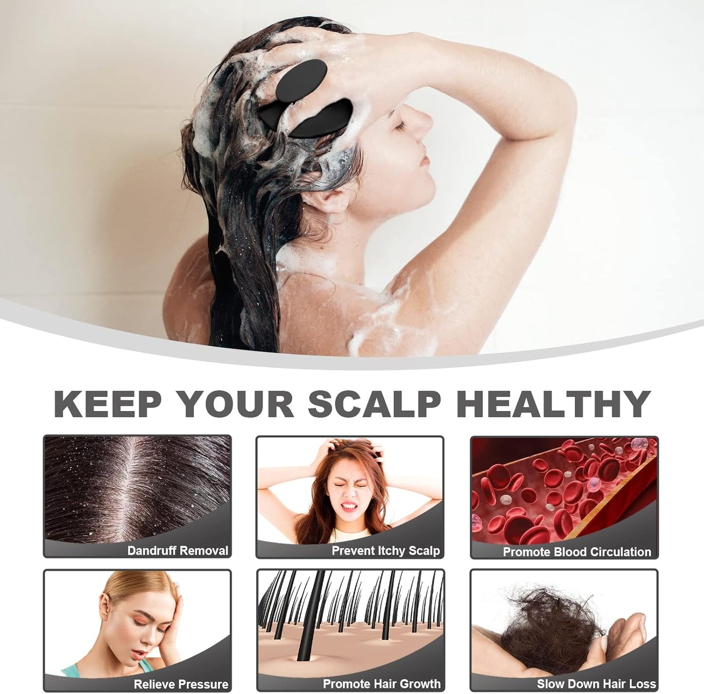 Meartchy Silicone Scalp Massager Shampoo Brush, Scalp Brush for Hair Growth & Dandruff