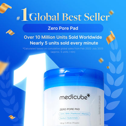 medicube Toner Pads Zero Pore Pad 2.0, Dual-Textured Facial Pad for Exfoliation and Pore Care with 4.5% AHA Lactic Acid, 0.45% BHA Salicylic