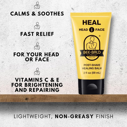 Bee Bald HEAL Aftershave for Men Healing Balm, Immediately Calms & Soothes Damaged Skin, Treats Bumps