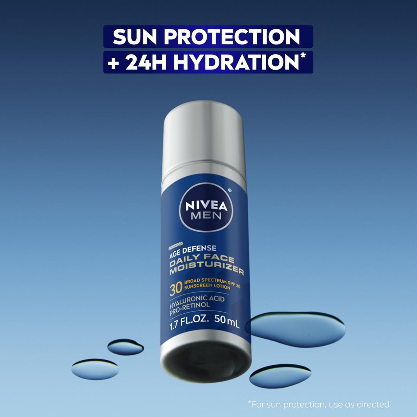 NIVEA MEN Age Defense Daily Face Moisturizer with Broad Spectrum SPF 30 Sunscreen, Pro-Retinol and Hyaluronic