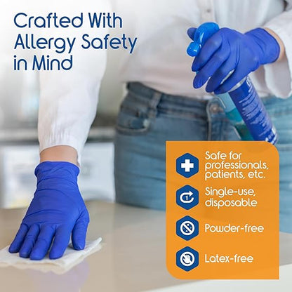 Inspire Cobalt Blue Nitrile Disposable Gloves, 4.5 Nitrile Safety Medical Exam Cooking Cleaning Disposable Gloves