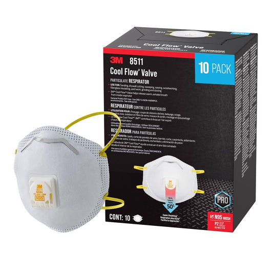 3M N95 Respirator 8511, Cool Flow Valve, 10 Pack, NIOSH-APPROVED, Advanced Filter Media For Easy Breathing, Comfortable For Long Periods Of