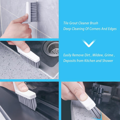 Lumkew Grout Cleaner Brush V Shape, Stiff Grout Cleaning Brushes for Tile Floor, Handheld Grout Scrub Brush Set for Shower, Bathroom