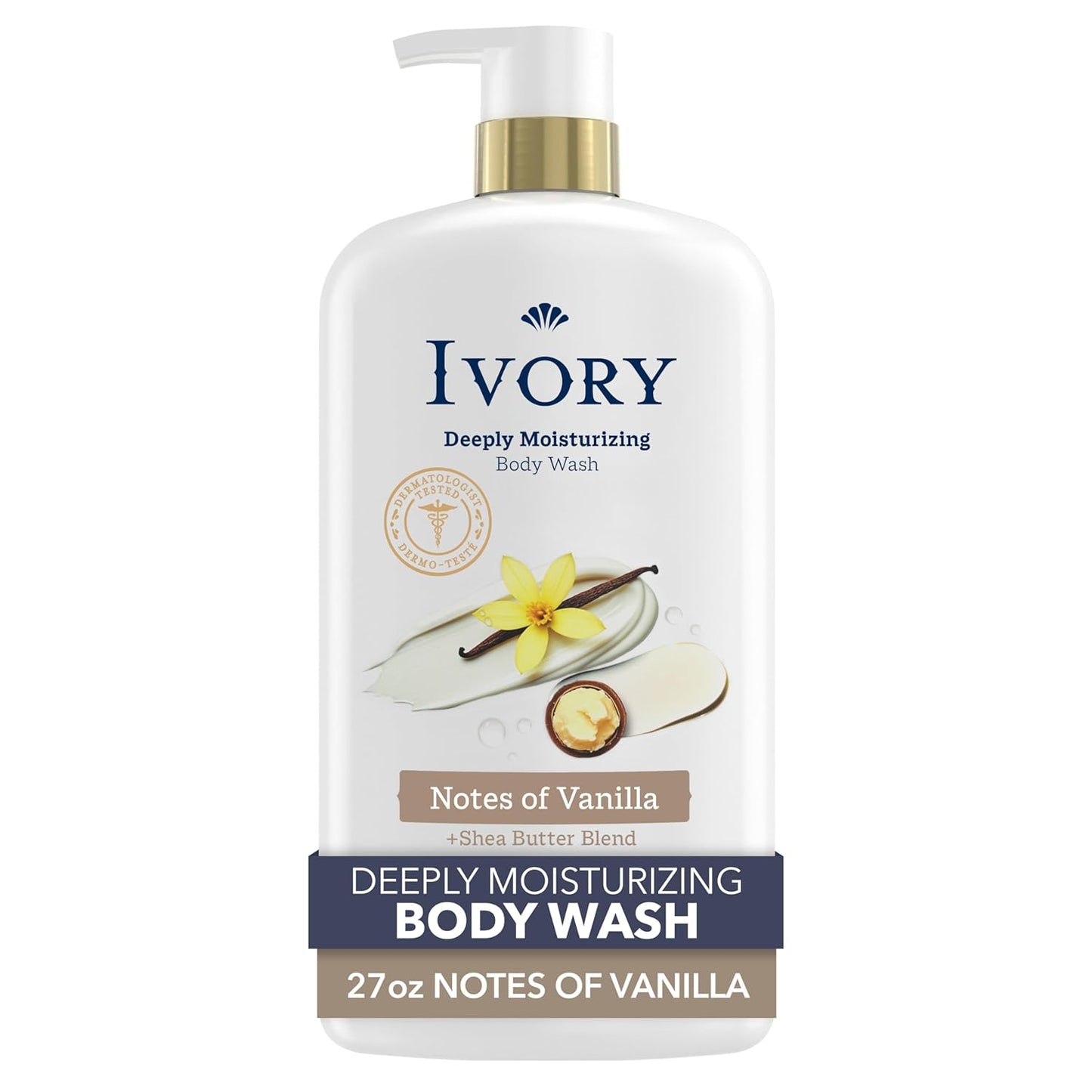 Ivory Body Wash, Deeply Moisturizing, 24hr Nourishing Hydration, Soothes Itchy Dry Skin, Made with Shea Butter
