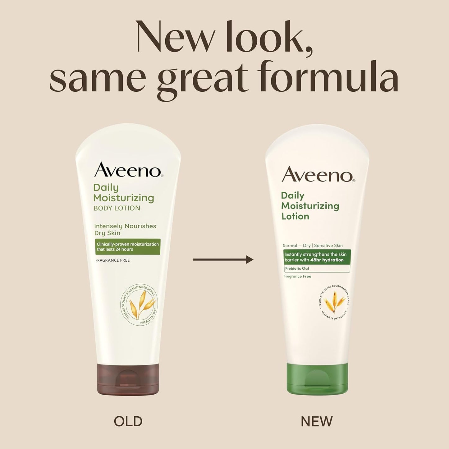 Aveeno Daily Moisturizing Body Lotion, Body Lotion for Dry Skin with Prebiotic Oat, Paraben Free, Fragrance Free