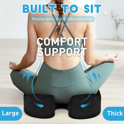 BlissTrends Seat Cushion with Velvet Cover, Thick Memory Foam Cushions for Office Chair, Car Seat