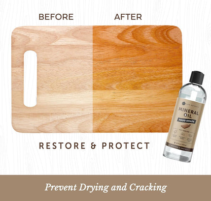 Kate Naturals Mineral Oil for Wood Cutting Board, Butcher Block, and Knife. Food Grade Mineral Oil for Wooden Cutting Board & Utensils