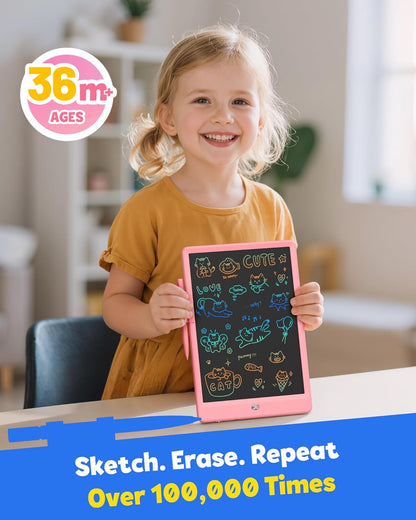 TEKFUN LCD Writing Tablet for Kids, 10-inch Coloring Drawing Pad, Mess Free Doodle Board, Easter Gifts for Girls and