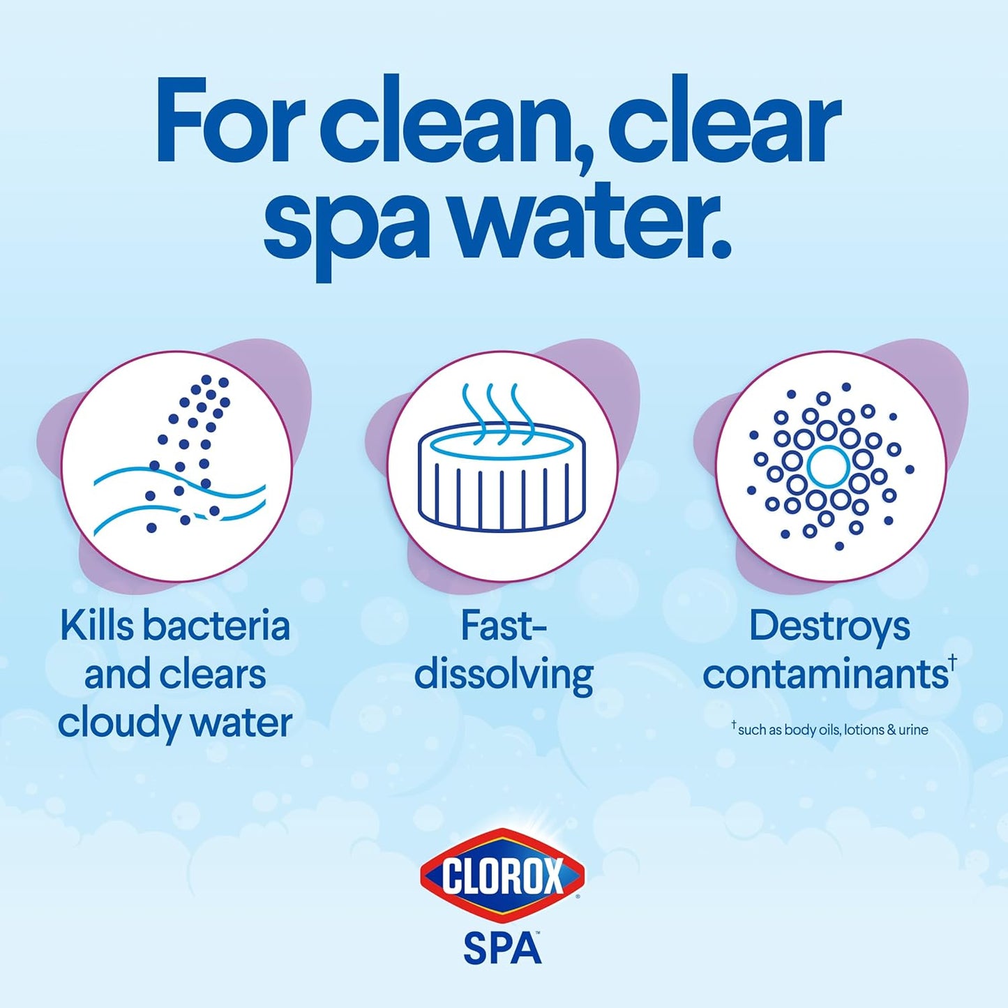 Clorox Pool&Spa Spa Water All-in-One Sanitizer & Shock, Destroys Contaminants, Clears Cloudy Water, 2LB