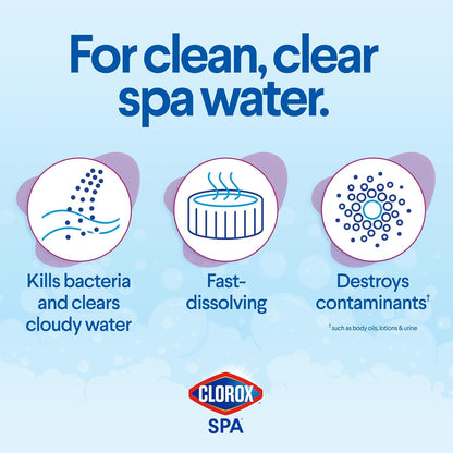 Clorox Pool&Spa Spa Water All-in-One Sanitizer & Shock, Destroys Contaminants, Clears Cloudy Water, 2LB