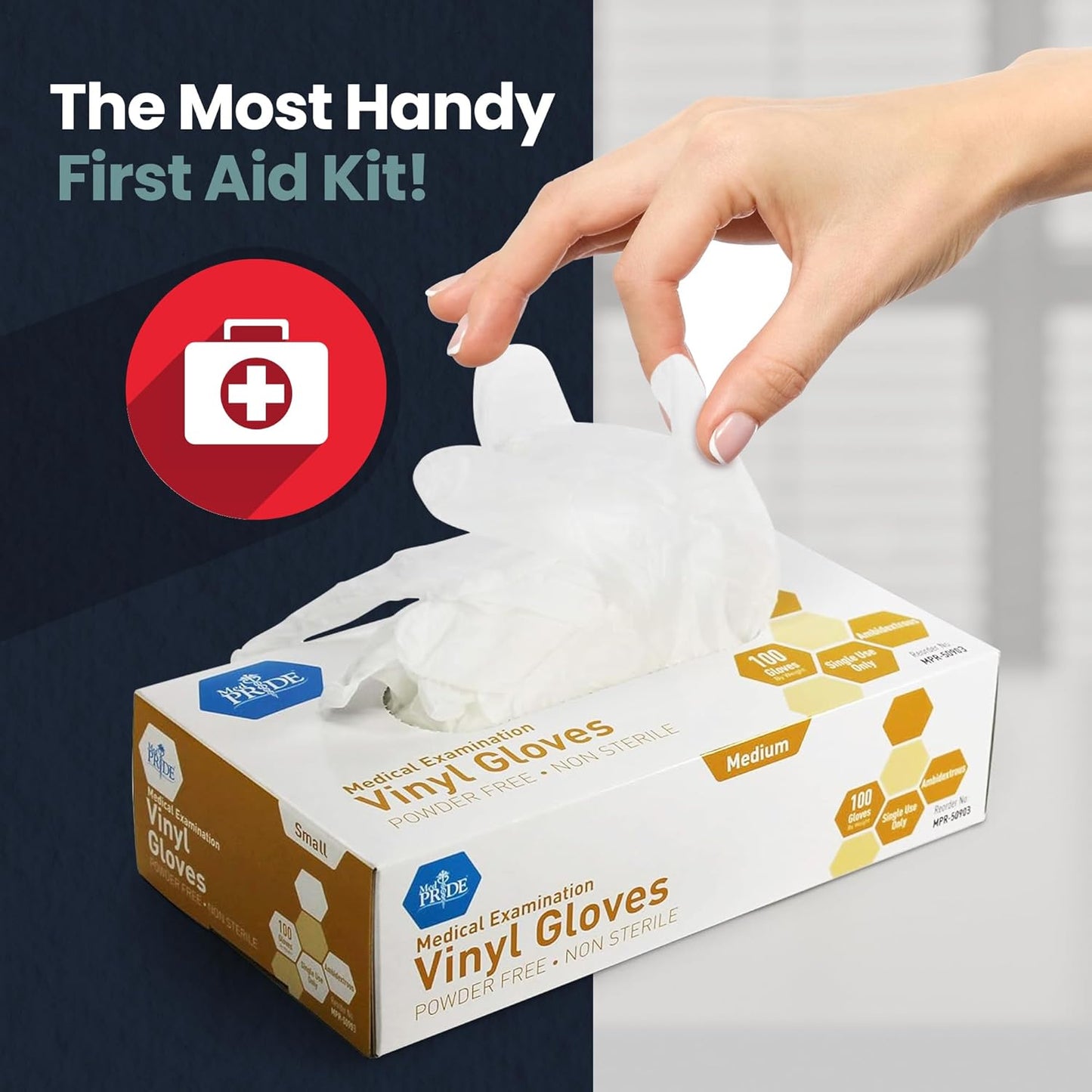MED PRIDE Disposable Medical Grade Vinyl Exam Gloves, Latex & Powder Free, Ultra-Strong, for Healthcare & Food Handling (Medium (00) 100 Clear)