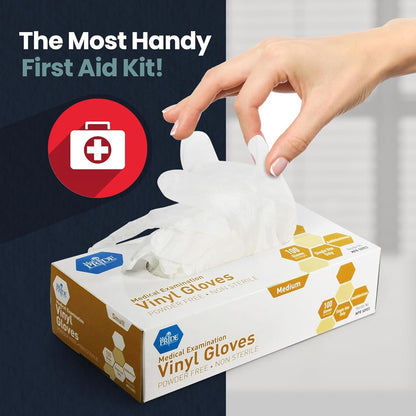 MED PRIDE Disposable Medical Grade Vinyl Exam Gloves, Latex & Powder Free, Ultra-Strong, for Healthcare & Food Handling (Medium (00) 100 Clear)