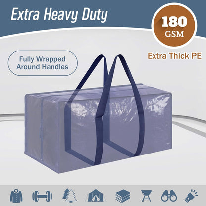 6 Pack Extra Heavy Duty Large Moving Bags with Strong Zipper & Comfortable Handles, Sturdy & Durable Clothes Storage Bags Totes