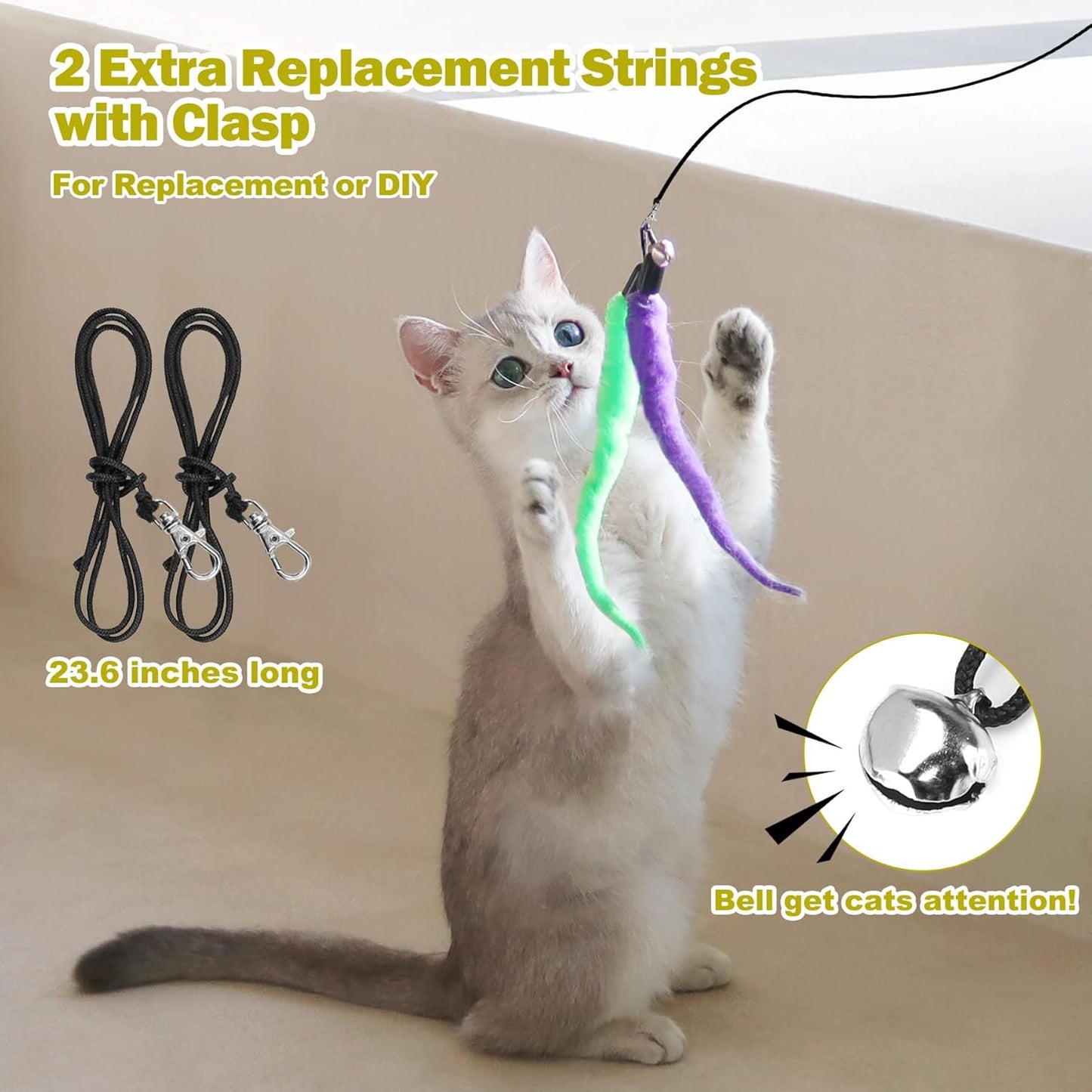 MeoHui Cat Toys for Indoor Cats, Interactive Cat Toy 2PCS Retractable Wand Toy and 9PCS Cat Feather Toys