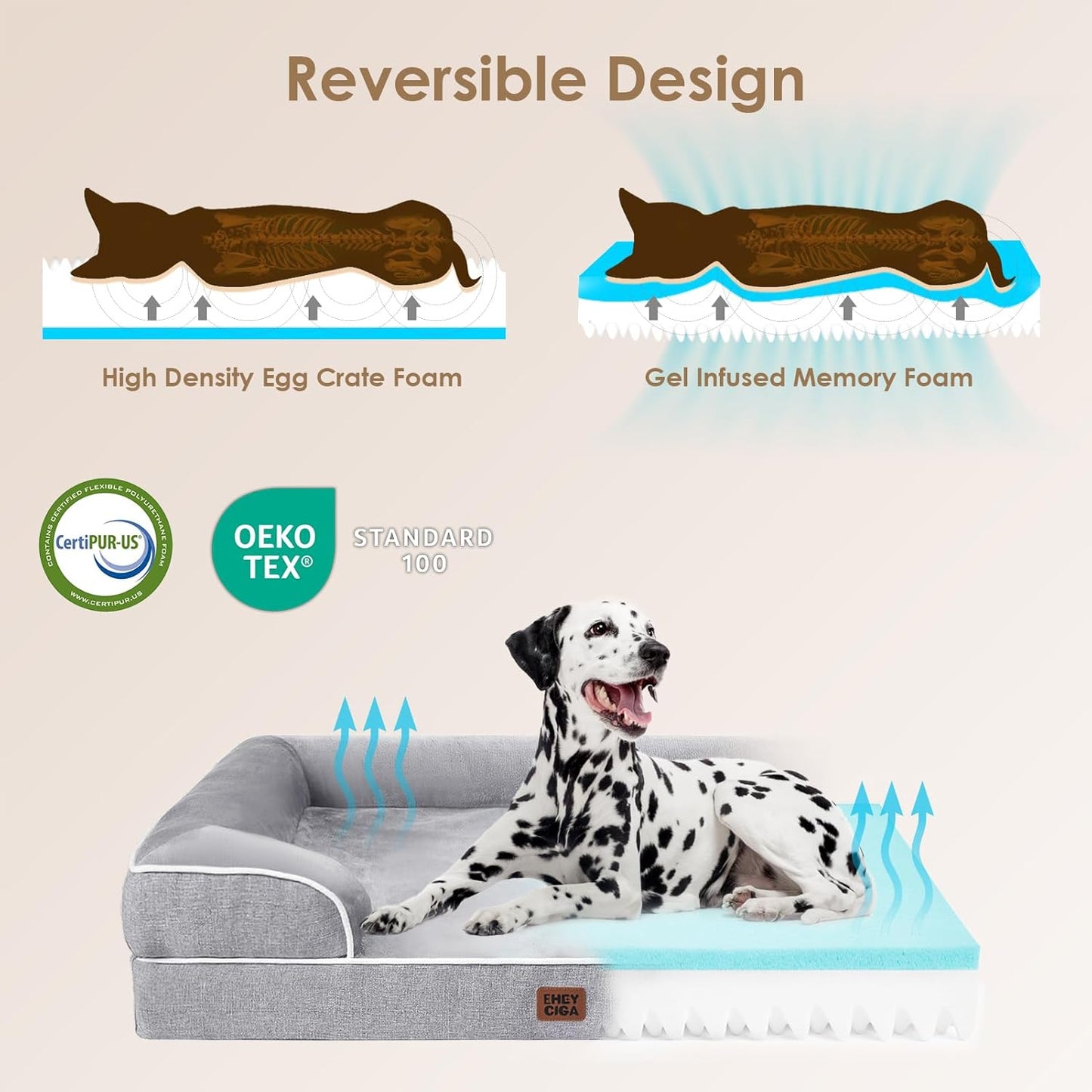 EHEYCIGA Orthopedic Dog Beds for Extra Large Dogs 44x32Inch, Waterproof Memory Foam XL Pet Bed with
