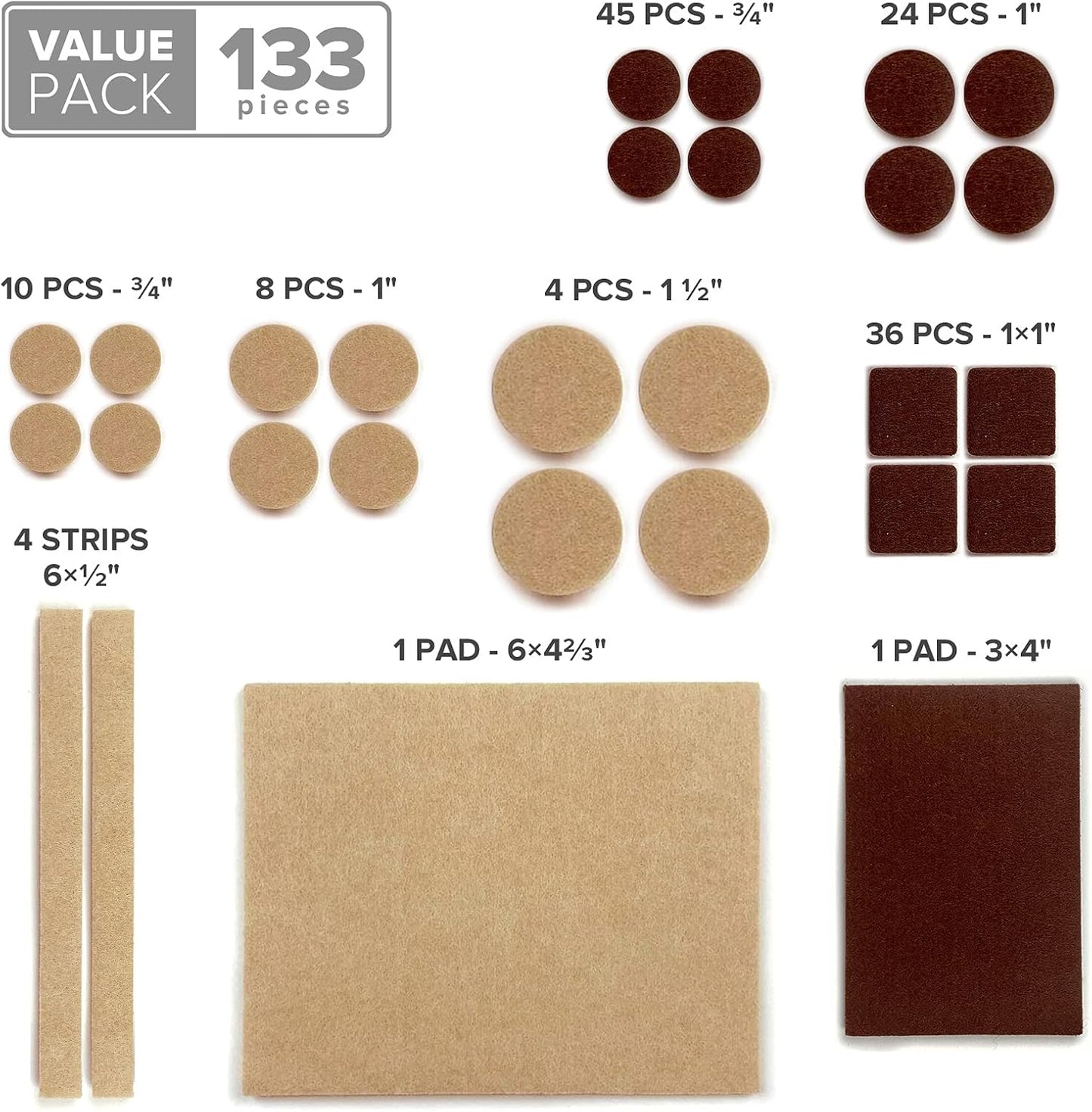 Felt Furniture Pads X-PROTECTOR 133 PCS Premium Furniture Pads - Felt Pads Furniture Feet Best Wood Floor Protectors - Protect Your Hardwood &