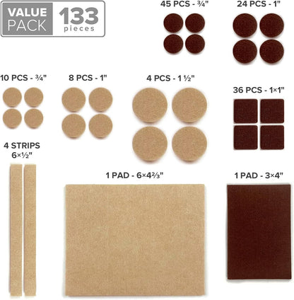 Felt Furniture Pads X-PROTECTOR 133 PCS Premium Furniture Pads - Felt Pads Furniture Feet Best Wood Floor Protectors - Protect Your Hardwood &