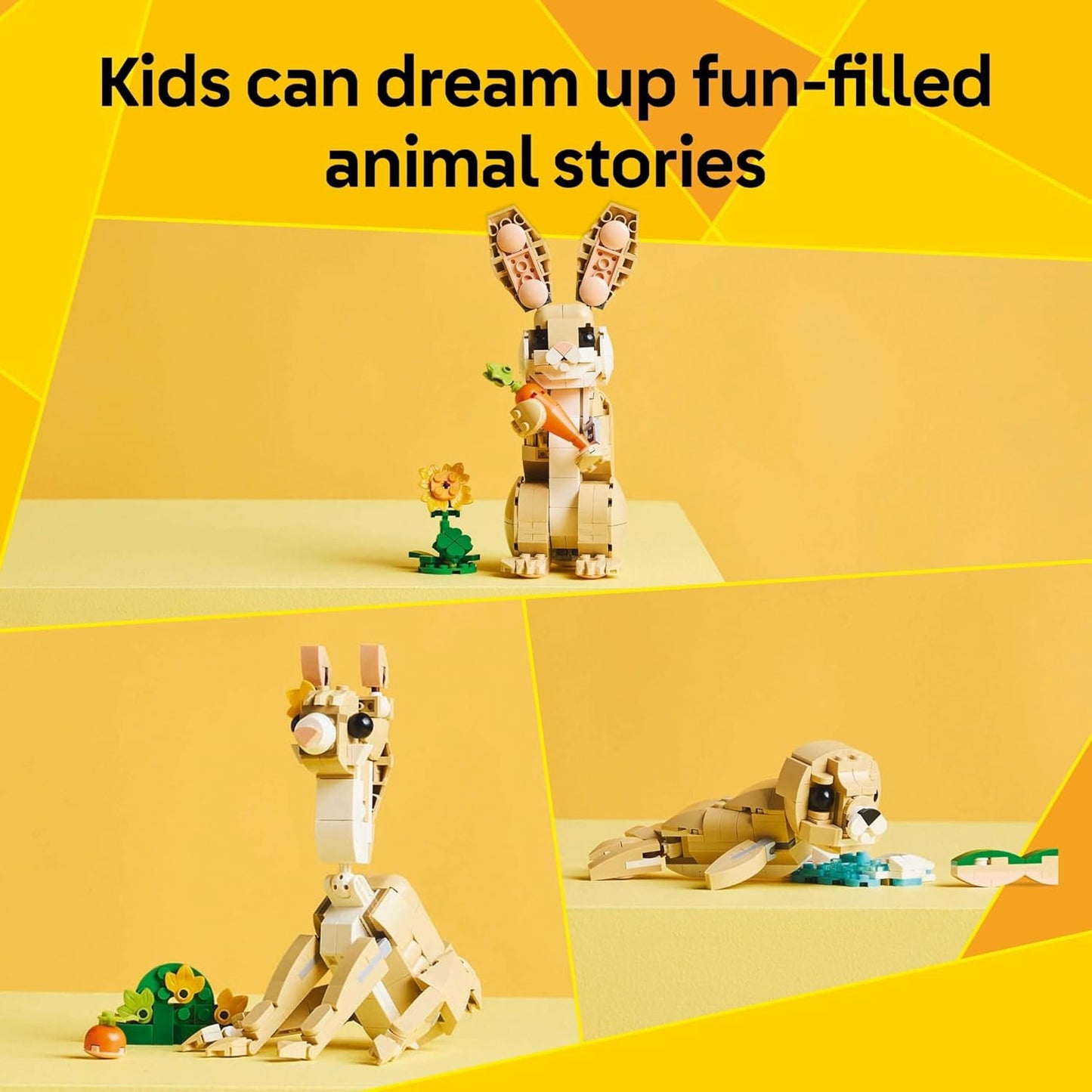 LEGO Creator 3 in 1 Cute Bunny Toy - Building Toy Set with 3 Build Options, Bunny, Seal, or Llama - Animal Figures for Kids, Girls and