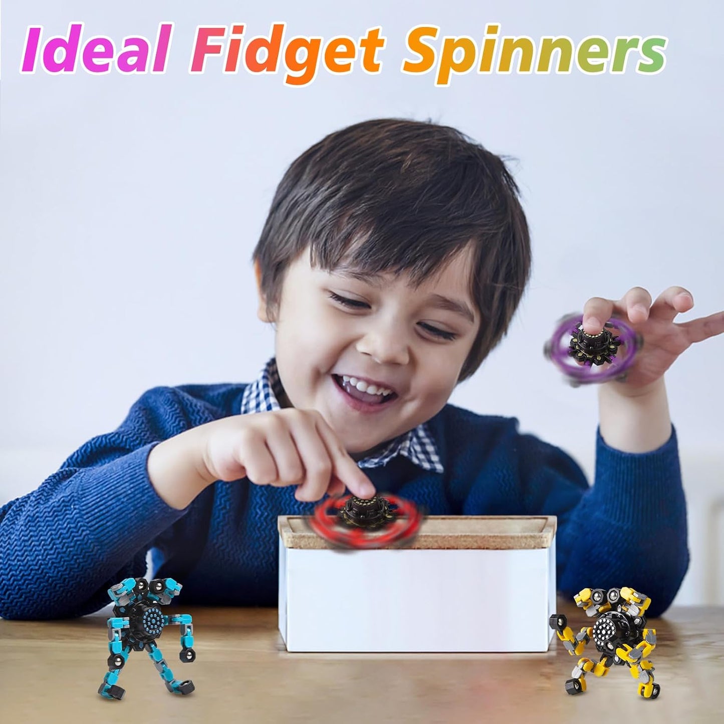 Gokeey Transformable Fidget Spinners Toys 4 Pcs for Kids and Adults Stress Relief Sensory Toys for Boys and Girls Age 8-13 Fingertip Gyros Easter