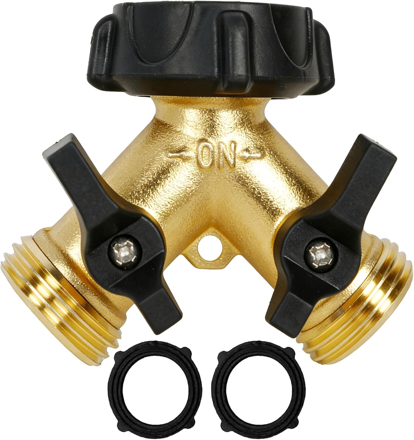 Hourleey Brass Garden Hose Splitter 2 Way, 3/4 Inch Hose Connector Tap Splitter, Hose Y