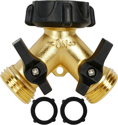 Hourleey Brass Garden Hose Splitter 2 Way, 3/4 Inch Hose Connector Tap Splitter, Hose Y