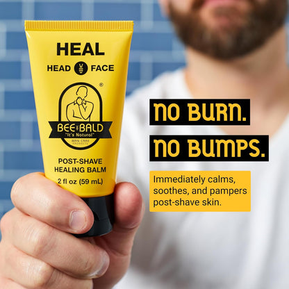 Bee Bald HEAL Aftershave for Men Healing Balm, Immediately Calms & Soothes Damaged Skin, Treats Bumps