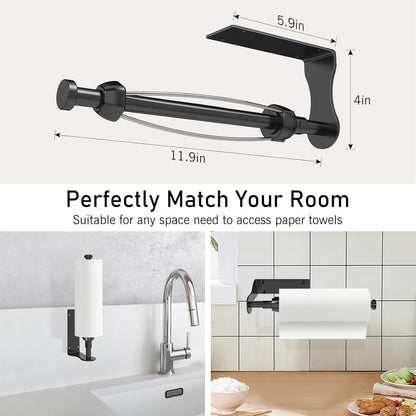 SetSail Paper Towel Holder, Single Hand Operable Paper Towel Holder Under Cabinet with Adjustable Damper, Easy Tear, Wall