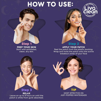 Livaclean Star Pimple Patches for Face w/ Hydrocolloid, Tea Tree oil & Salicylic Acid - Zit