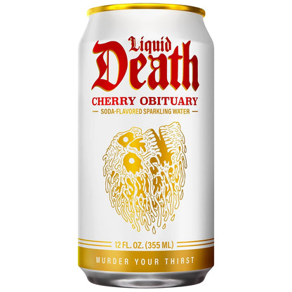 Liquid Death Soda-Flavored Sparkling Water - Cherry Obituary, Less Sugar*, Huge Flavor, No Caffeine, No Artificial Sweeteners, 12 Fl Oz (2)