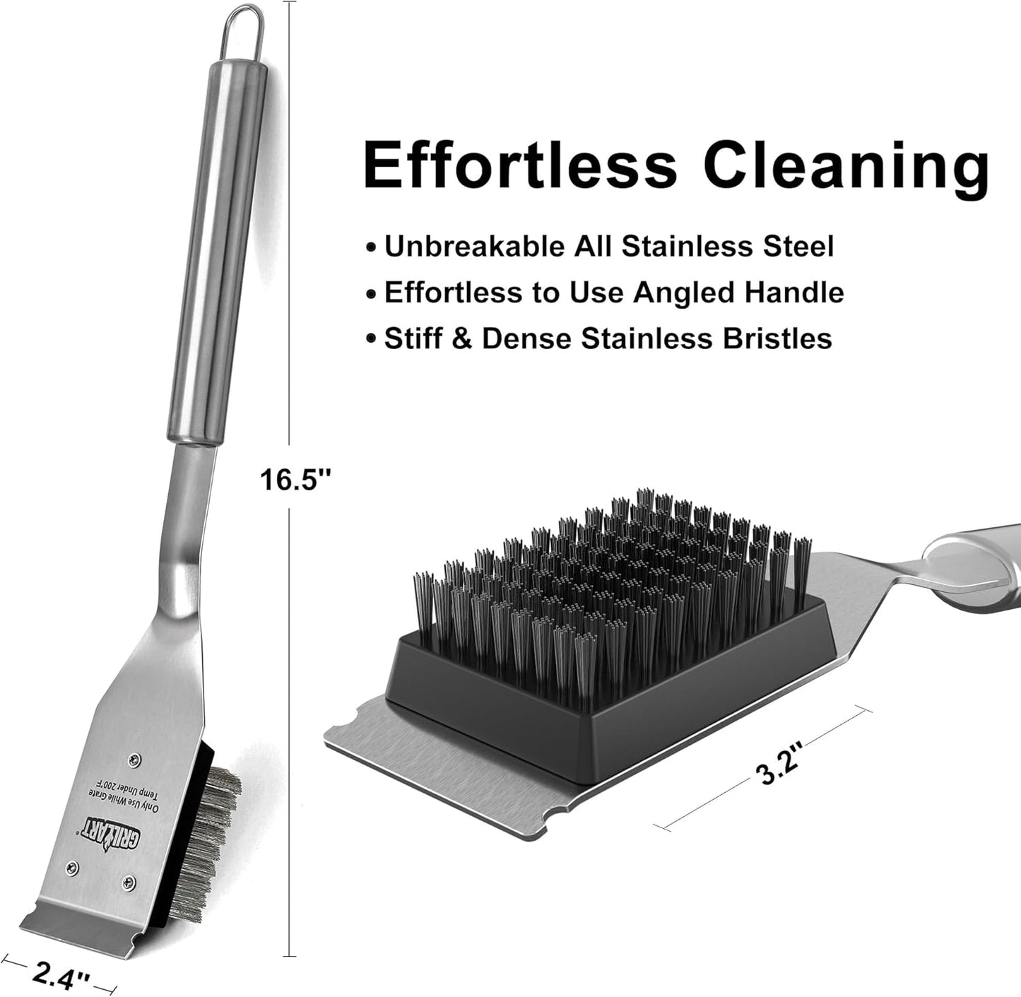 GRILLART Grill Brush and Scraper, Wire BBQ Grill Brush for Outdoor Grill, 16.5 Grill Cleaning Brush BBQ Grill
