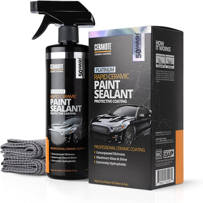 CERAKOTE Platinum Rapid Ceramic Paint Sealant Spray - 14 oz. - 50 Wash Rating - Maximum Gloss & Shine Extremely Hydrophobic Unmatched Slickness -