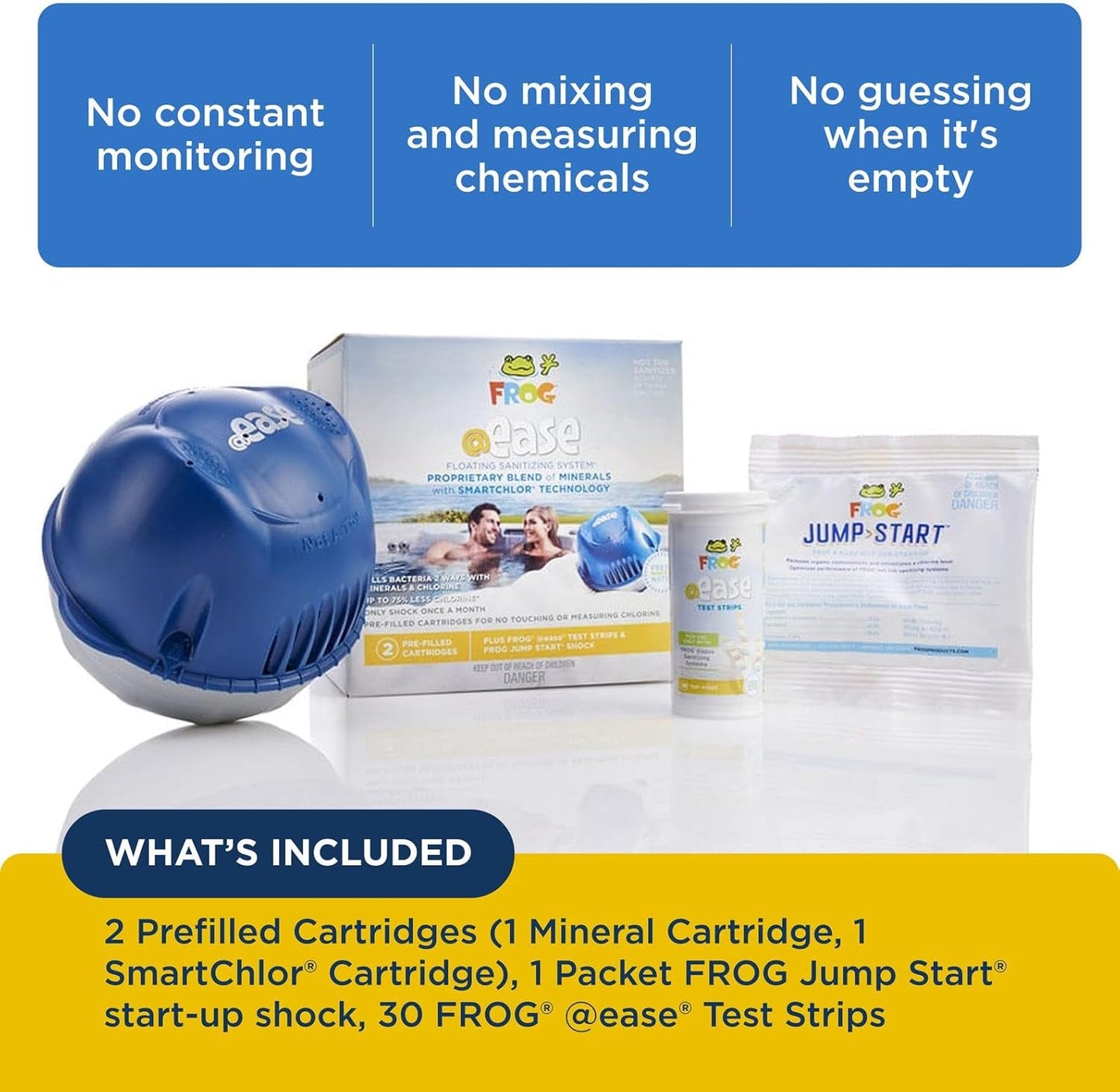 FROG @Ease Floating System for Hot Tubs - Quick & Easy Self-Regulating Hot Tub Sanitizer - Hot Tub Maintenance System with Sanitizing Minerals &